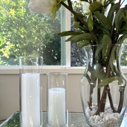 NEW Wax Candles and Pillar Glass Holders