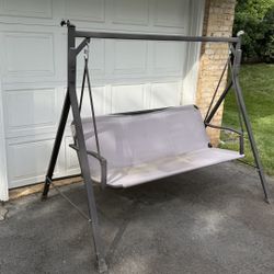 3-Seat Outdoor Patio Metal Frame Swing Chair