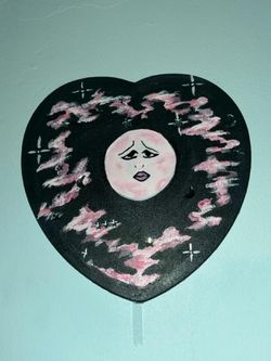 Hand-Painted Heart-Shaped Canvas Art