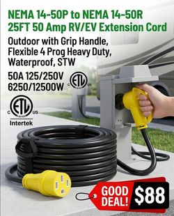 NEMA HEAVY-DUTY 25FT 50A RV / EV EXTENSION CORD ⚡