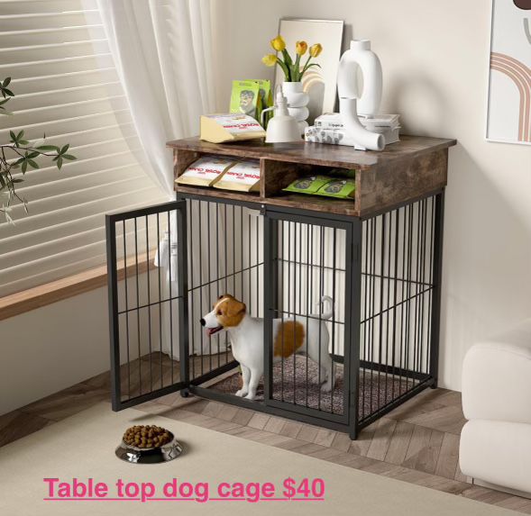 Table top with Small Dog Cage 