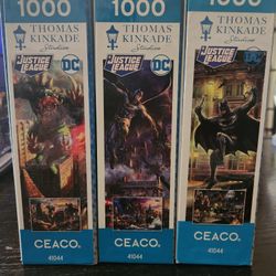 3 DC Comics Justice League 1000 Piece Puzzles Thomas Kincade