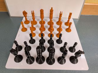 Pre-Staunton Ebony and Antique Wood Chess Pieces
