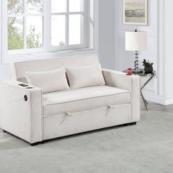 Convertible Sofa Sleeper Sofa W/ Cup Holders & USB Port
