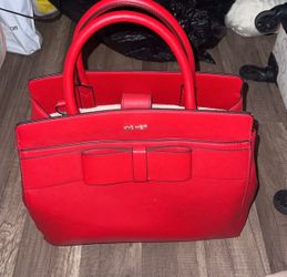 Nine West Red Satchel with Bow Detail