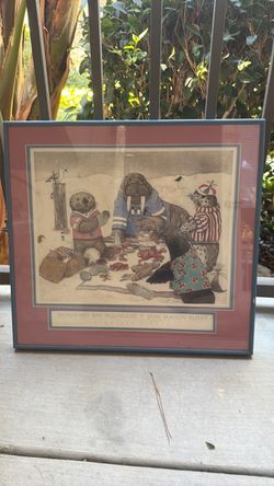 Jane Mason Burke Pinniped Picnic Anthropomorphic Sea Animal Lithograph Print/nursery picture