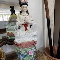 Figura De Ceramica Hand Made GUAN YIN STATUE