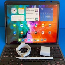 Apple IPad Pro 12.9” 4th Generation (2020 Model/ Face ID/Liquid Retina) with pen, keyboard case & Accessories (512GB $729) 