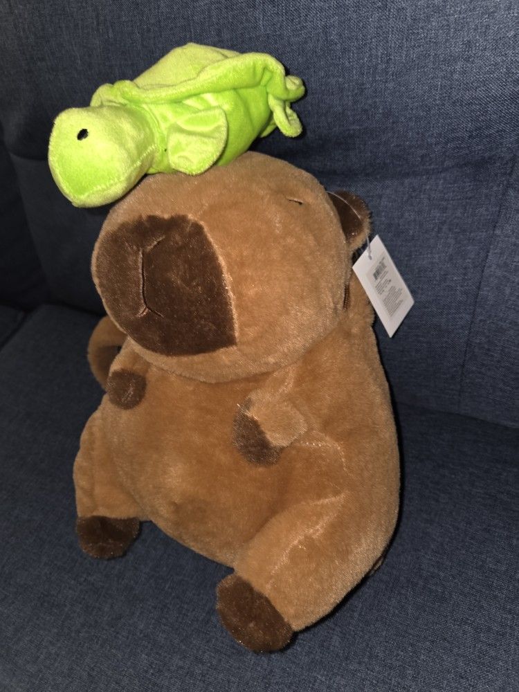 Cute Capybara Plush Backpack Stuffed Animal with Turtle
