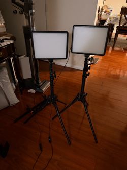 2 LED Video Light Panels with Tripod Stands – Set of 2