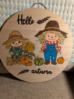 Autumn scarecrow wood art