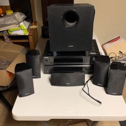 Onkyo Surround Sound Speakers And Sub Woofer With Receiver