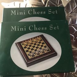 Vintage wooden mini chess set, HTF with storage compartment for pieces