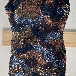 Scala Vintage Womens Black & Brown Sequin Dress Party Cocktail Dress Up 