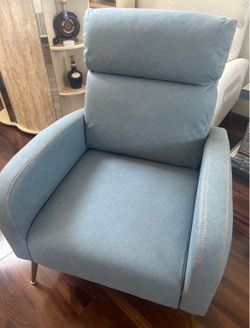 Andeworld Modern Accent Chair with Arm, Single Living Room Chairs Upholstered Reading Bedroom Office Decorative (Blue ) New inbox please check picture