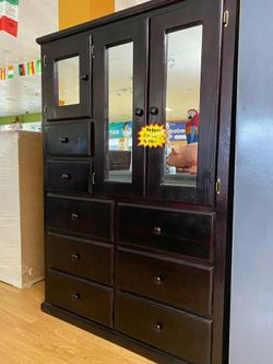 Tall Large Pinewood Black Closet 