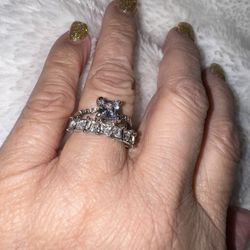 NEW CZ Wedding Ring Set - size 7