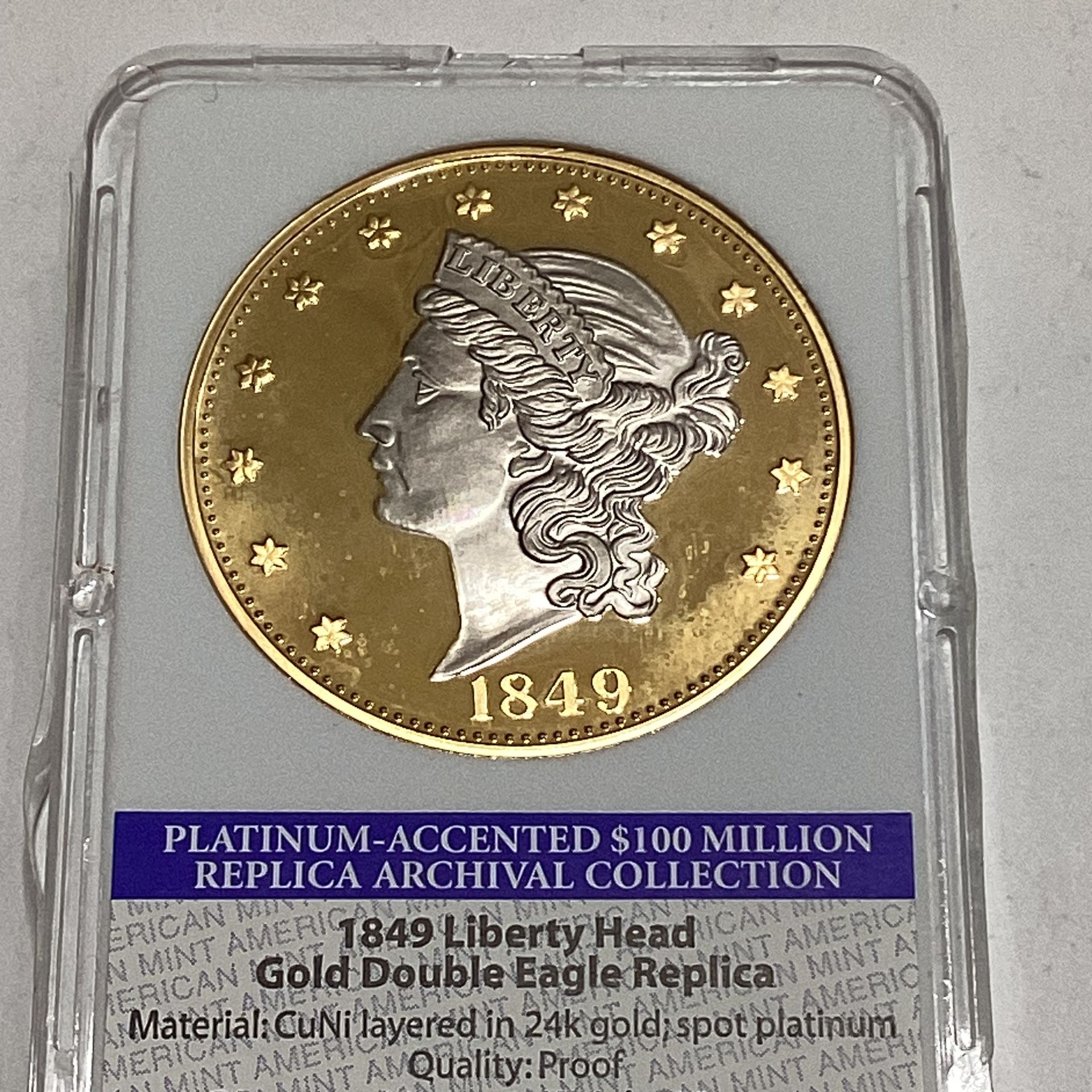 1849 Proof 24K & Platinum Layered Coin