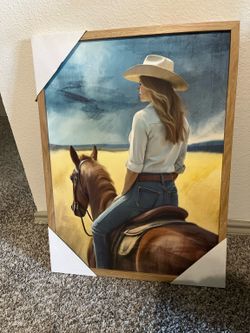 Western Cowgirl Horse Wall Art – Framed & Ready to Hang
