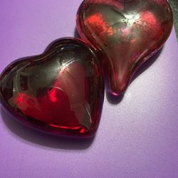 Set of 2 Ruby Glass Paperweight 