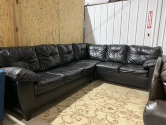 Luxurious black leather sectional
