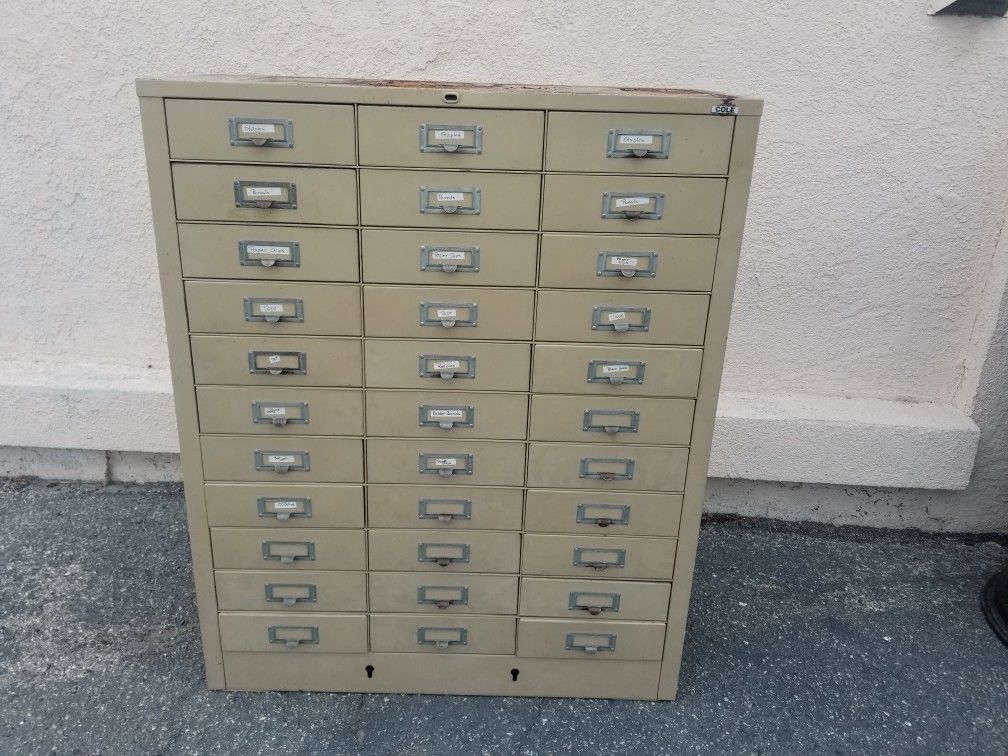 Cole Steel 33 Drawer Metal Cabinet.