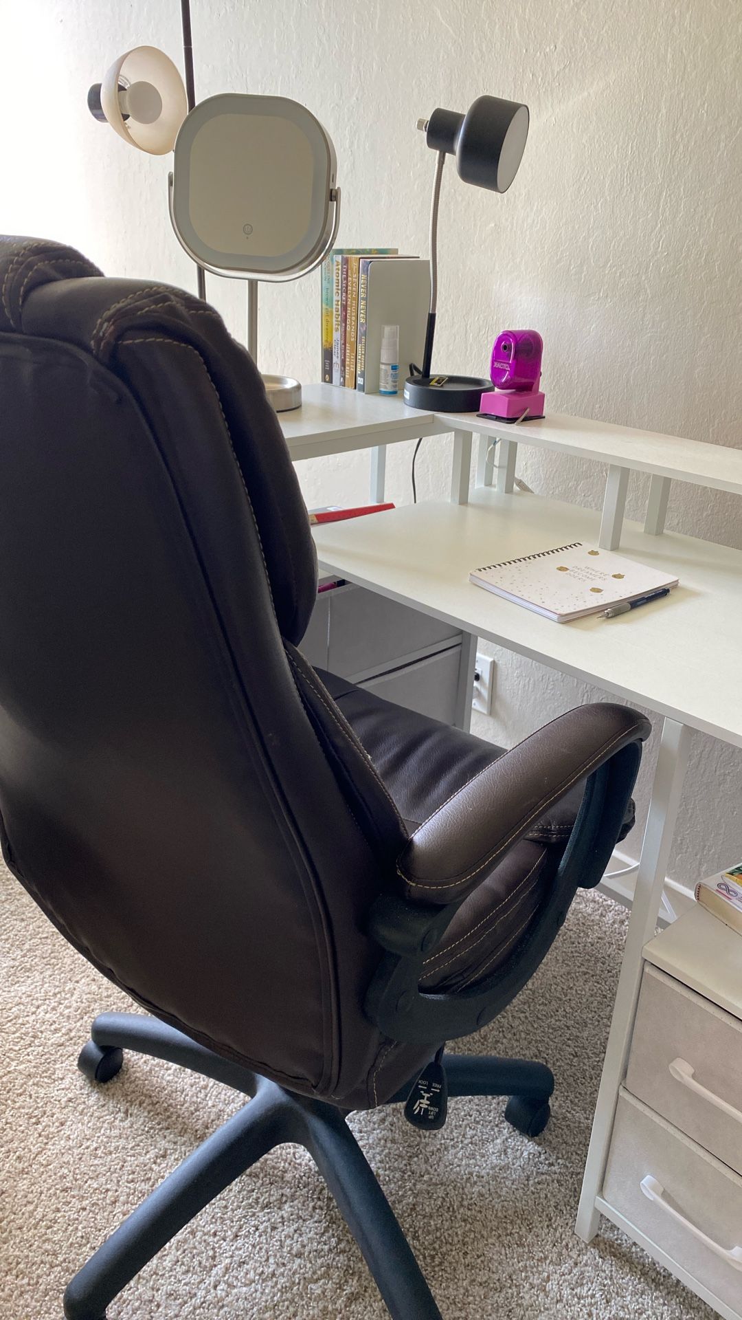 Brown Faux Leather Office Chair
