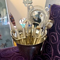 Unique “Faces” Crate&Barrel Barware Set with Cocktail Tools ~ Party Perfect!! 👌🏻😎