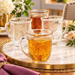 Set De 4 Tazas Wildflower De Cristal 