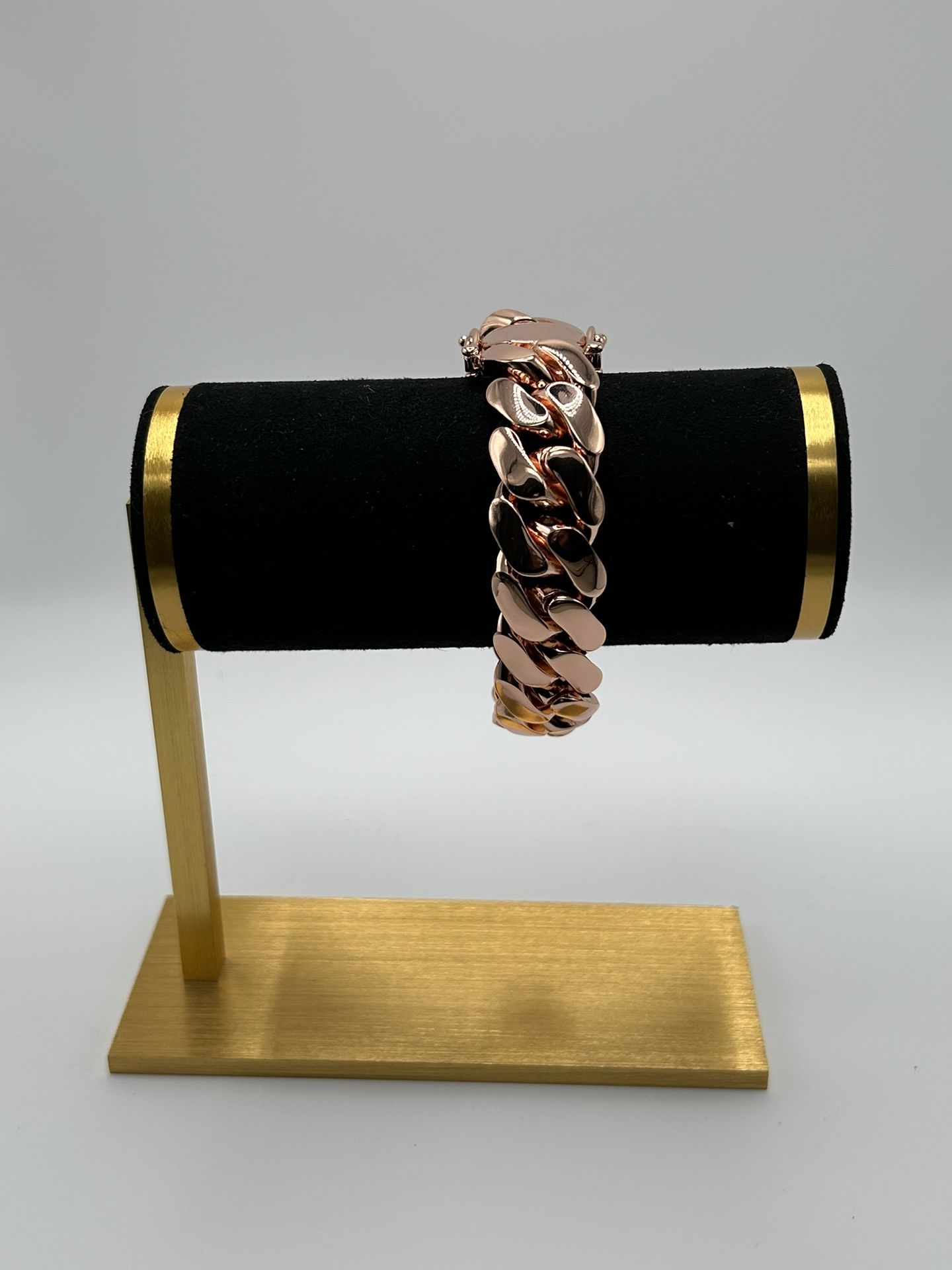 20mm Miami Cuban Link Pink Red Rose Gold Plated Bracelet 18k & 14k Crab Old School Regular Lock
