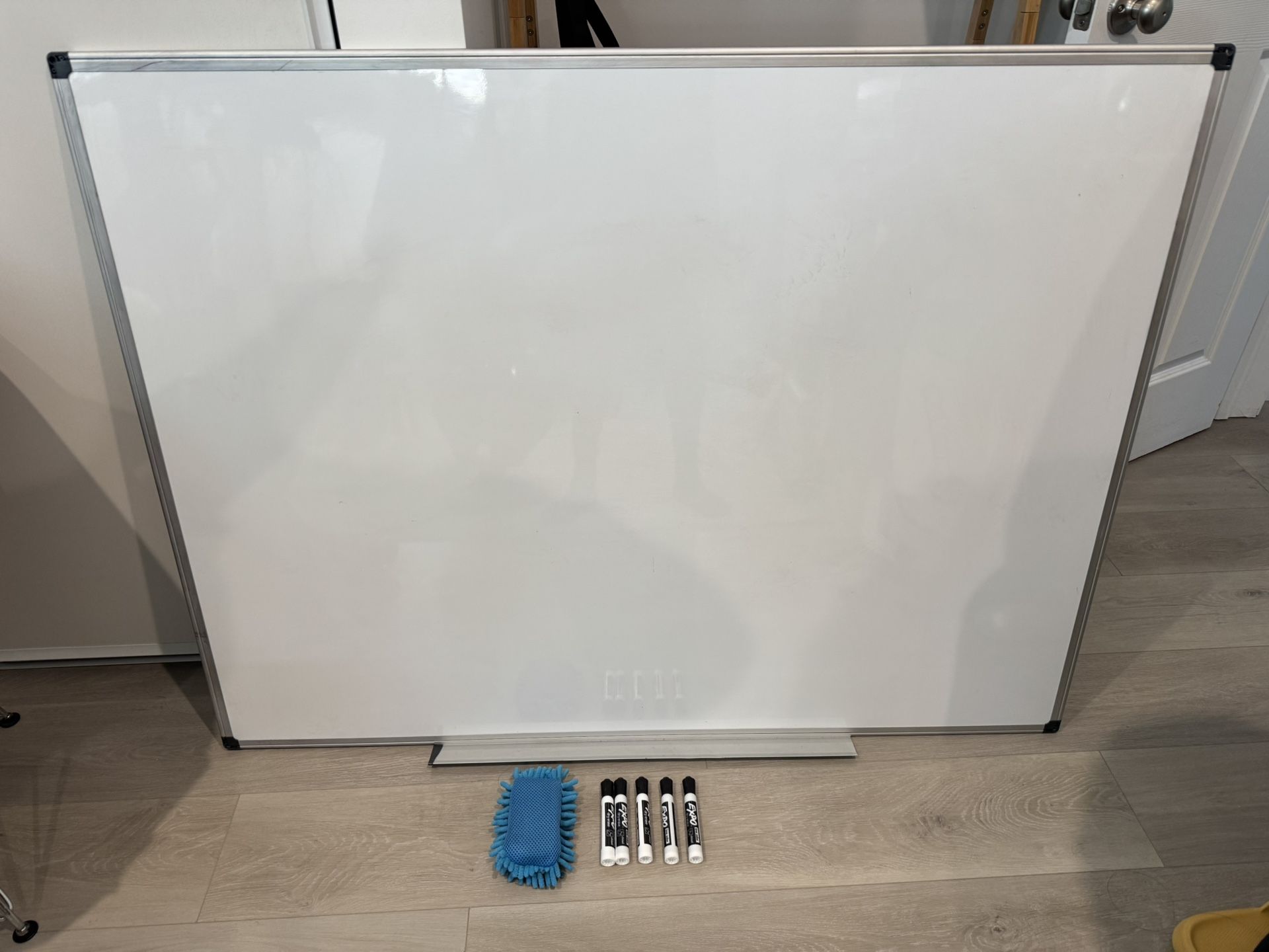 Large Dry Erase Whiteboard with Mounting Hardware + 5 Expo Markers + Eraser