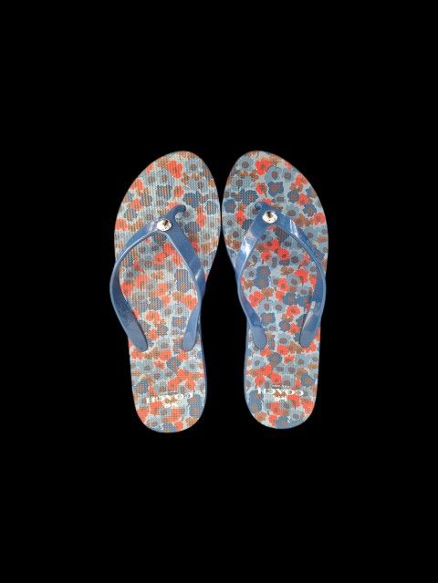 Coach Blue And Red Flip Flops Size 7/8
