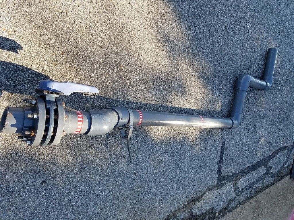 1 ea.  5' Long 4" Schedule 80 pipe with 4" ASAHI Butterfly valve-level, 3 ea. 90°,  2 ea. 45° Fittings and 2ea. 4" slip flanges W