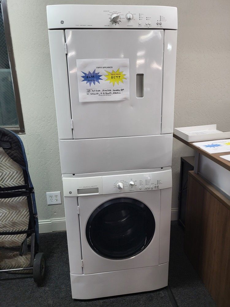 🎁Inventory Selling Fast! GE Washer Dryer Full-size Electric Stacked Laundry Set-Warranty Included