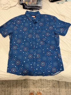 RSVLTS Marvel Captain America Fireworks Button-Up Shirt Men's XL Patriotic Kunuflex