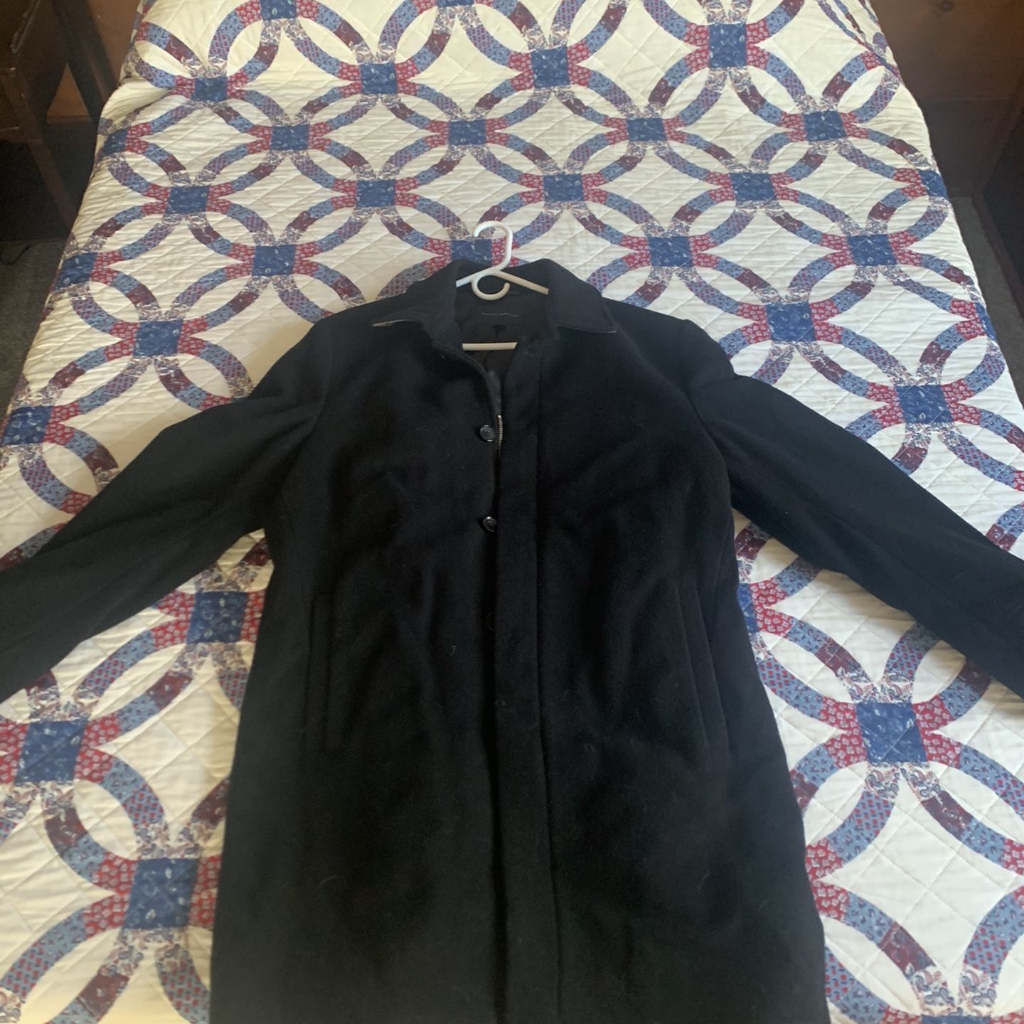 Banana Republic XL Long Pea Coat Black