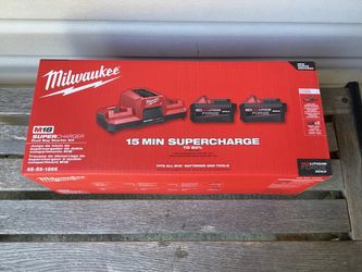 Milwaukee M18 18V Lithium-lon Starter Kit with (2) FORGE 6. OAh Batteries and Super Charger. Brand NEW.