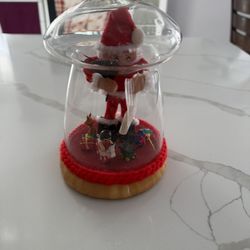 Caffco Christmas Santa Elf Diorama Under Mushroom Glass Terrarium Vintage