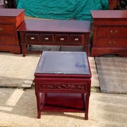 4 pieces dresser drawer cherry wood dark red oak