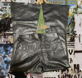 Rare Von Dutch genuine leather flare pants.
