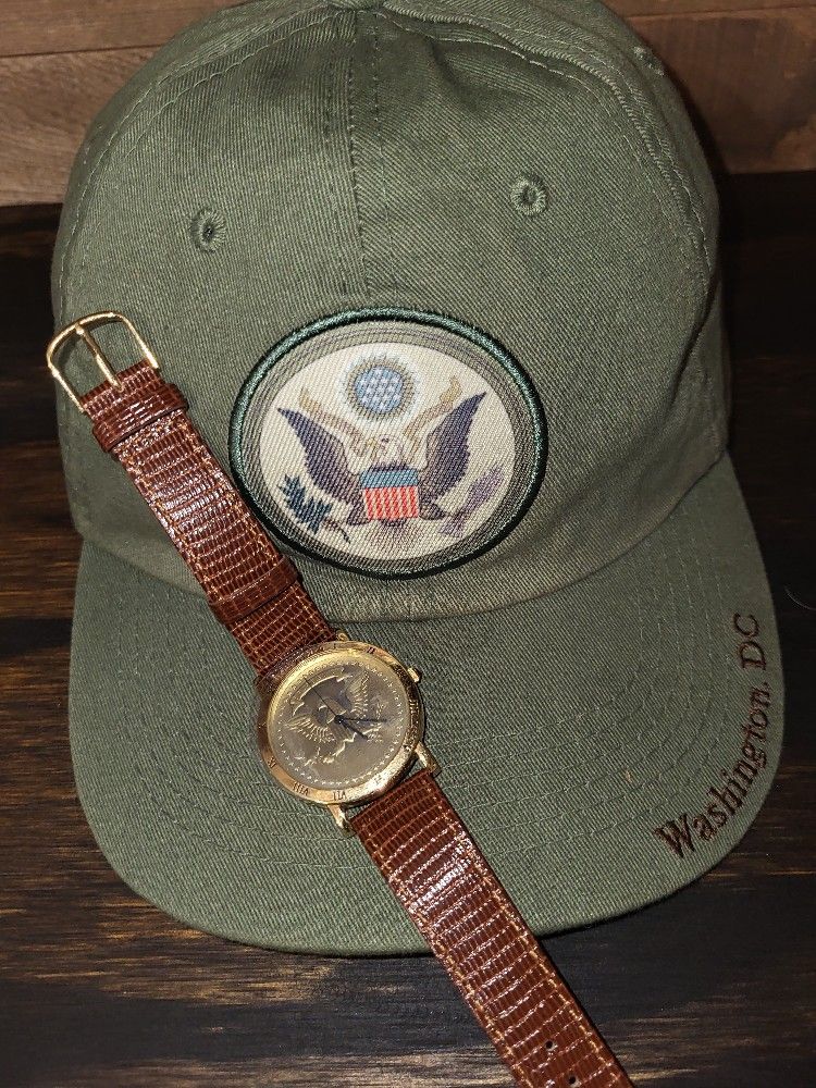 Rare NATIONAL ARCHIVES Classic Coin Watch, Eagle Shield, USA Motto, E Pluribus Unum