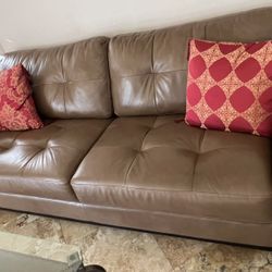 Tan Leather Couch 