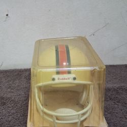 vintage Riddell Micro Helmet collectible in a clear plastic display case.