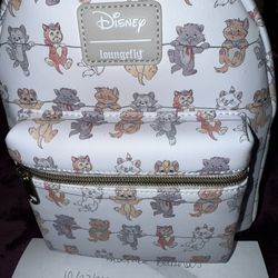 NWT! Brand New Loungefly Disney Cats All Over Print Backpack White 
