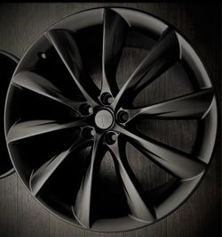 (1) 22” Tesla Mosel X Rim/Wheel Factory Wheel Satin Black Rear
