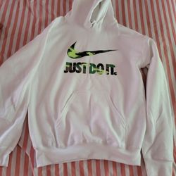 White Hoodie Nike Camo Jacket Unisex Sz Medium 