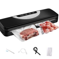 Vacuum Sealer Machine, Automatic Vacuum Sealers, Starter Kit Vacuum Sealer with Led Indicator Lights, Touch Screen, 4 Modes, Compact Design