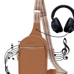 Brown Crossbody Bag Sling Bag Vegan Leather Crossbody Bag With Guitar Strap