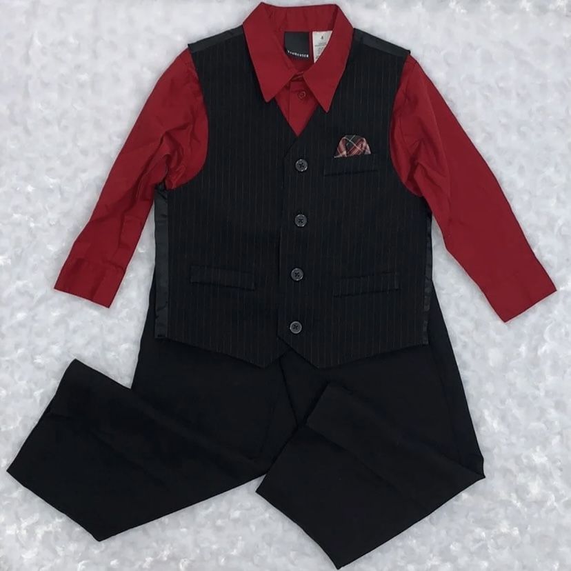 Little Boys 3 Piece Vest, Shirt & Pants Suit Size 4