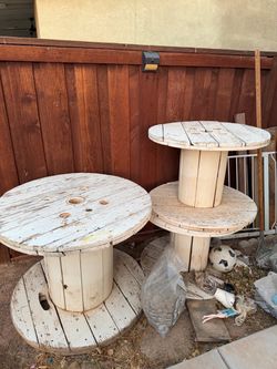White wooden cable spool